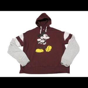 Disney Womens Size M Mickey Mouse Graphic Pullover Maroon Hoodie